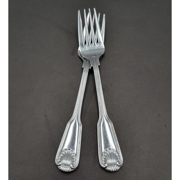 Towle London Shell Salad Dessert Fork JAPAN Stainless Flatware Set Of 2 VTG - Picture 2 of 5